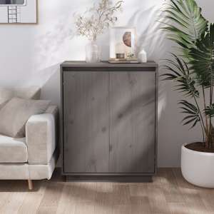 Flavius Solid Pinewood Sideboard With 2 Doors In Grey