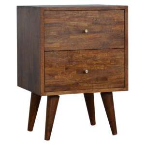 Flee Wooden Mixed Pattern Bedside Cabinet In Chestnut 2 Drawers