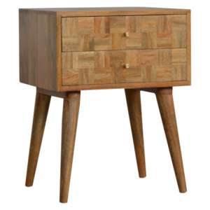 Flee Wooden Mixed Pattern Bedside Cabinet In Oak Ish