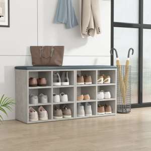 Fleta Shoe Storage Bench With 12 Shelves In Concrete Effect