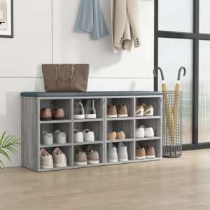 Fleta Shoe Storage Bench With 12 Shelves In Grey Sonoma Oak