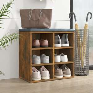 Fleta Shoe Storage Bench With 6 Shelves In Smoked Oak