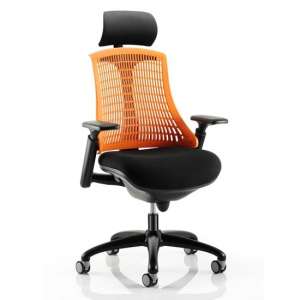 Flex Task Headrest Office Chair In Black Frame With Orange Back