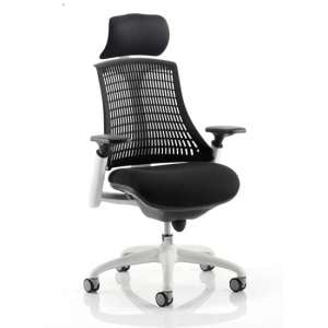 Flex Task Headrest Office Chair In White Frame With Black Back