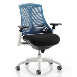Flex Task Office Chair In White Frame With Blue Back