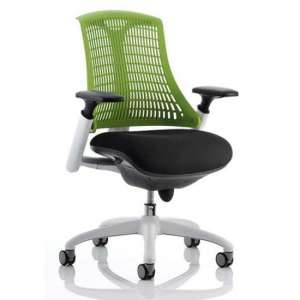 Flex Task Office Chair In White Frame With Green Back