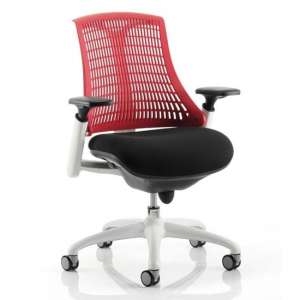 Flex Task Office Chair In White Frame With Red Back