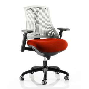 Flex Task White Back Office Chair With Tabasco Red Seat