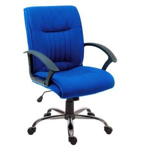 Flinton Fabric Executive Office Chair In Blue And Chrome Base