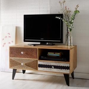 Flocons Wooden TV Stand In Reclaimed Wood With 3 Drawers