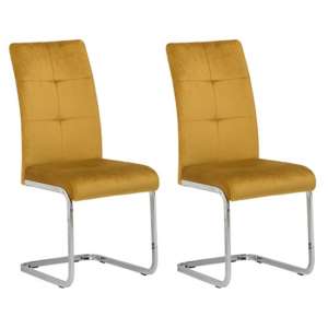 Flotin Mustard Velvet Dining Chair In A Pair