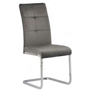 Flotin Velvet Dining Chair In Grey