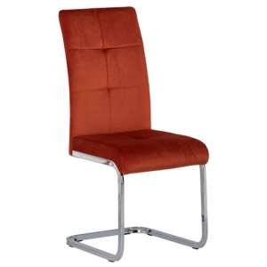 Flotin Velvet Dining Chair In Orange