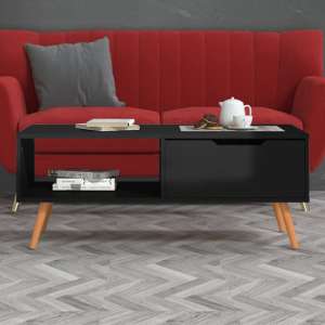 Floria High Gloss Coffee Table With 1 Drawer In Black