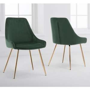 Florid Green Velvet Dining Chairs With Gold Leg In A Pair