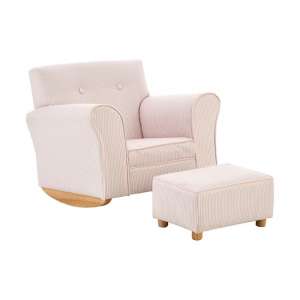 Floride Kids Rocker Chair With Foot Stool In Pink And White