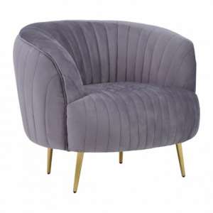Florino Upholstered Velvet Armchair With Gold Legs In Grey