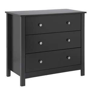 Flosteen Wooden Chest Of Drawers In Black With 3 Drawers