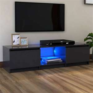 Flurin Wooden TV Stand In Grey With LED Lights