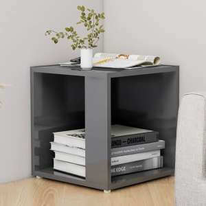 Flutura High Gloss Side Table In Grey