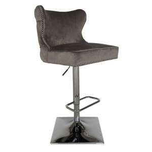 Folsom Velvet Bar Chair In Dark Grey