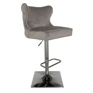 Folsom Velvet Bar Chair In Light Grey