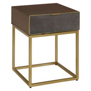 Fomalhaut Wooden End Table With Gold Metal Frame In Brown