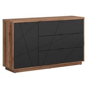 Forn Wooden Sideboard With 1 Door 3 Drawers In Oak And Black