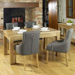 Fornatic Dining Table In Mobel Oak With 4 Harrow Slate Chairs