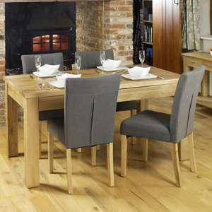 Fornatic Dining Table In Mobel Oak With 4 Slate Harrow Chairs