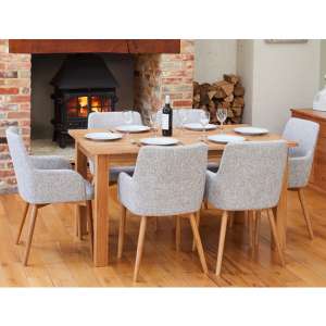 Fornatic Dining Table In Mobel Oak 6 Light Grey Harrow Chairs
