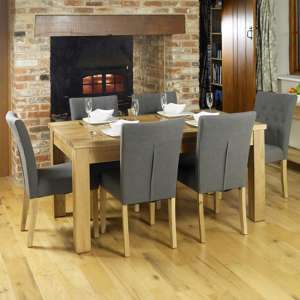 Fornatic Dining Table In Mobel Oak With 6 Slate Harrow Chairs