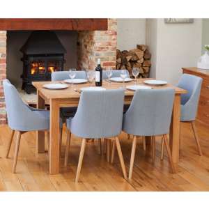 Fornatic Extending Mobel Oak Dining Table 4 Grey Harrow Chairs