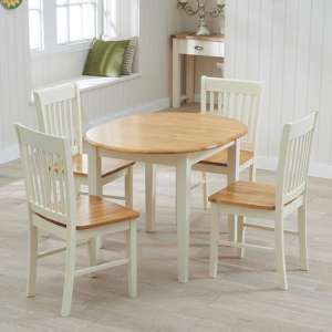 Fornox Oval Extending Wooden Dining Table In Oak And Cream