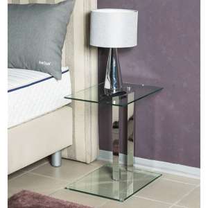 Forney Clear Glass Side Table With Chrome Metal Stand