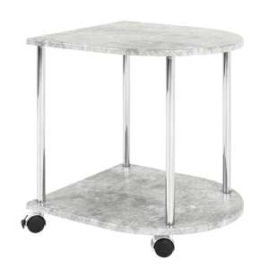 Forney Wooden Side Table On Castors In Concrete Effect