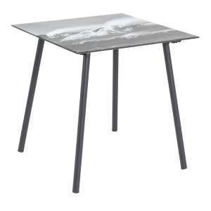 Forney Square Glass Side Table In Waves Print With Black Legs