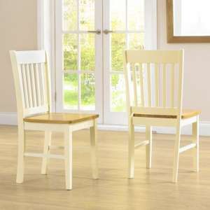 Fornox Oak And Cream Wooden Dining Chairs In A Pair