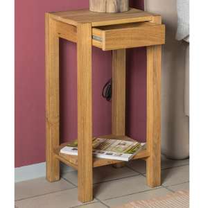 Fortworth Tall Wooden 1 Drawer Side Table In Oiled Oak
