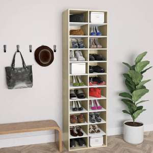 Fraley Shoe Storage Cabinet With 22 Shelves In White Sonoma Oak