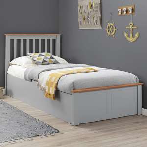 Francis Wooden Ottoman Storage Single Bed In Grey
