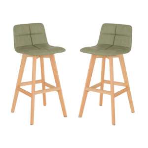 Charmaine Green Faux Leather Bar Stools In Pair