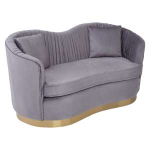 Franzo Upholstered Velvet 2 Seater Sofa In Pleated Grey