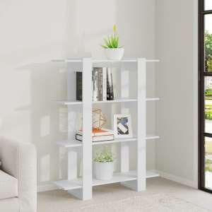 Frej Wooden Bookshelf And Room Divider In White