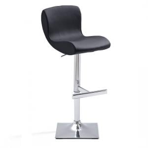 Fresh Bar Stool In Black Faux Leather With Square Chrome Base
