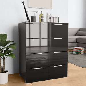 Friso High Gloss Chest Of 8 Drawers In Black