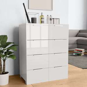 Friso High Gloss Chest Of 8 Drawers In White