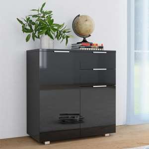 Friso High Gloss Sideboard With 2 Doors 2 Drawers In Black