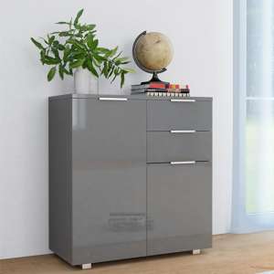 Friso High Gloss Sideboard With 2 Doors 2 Drawers In Grey