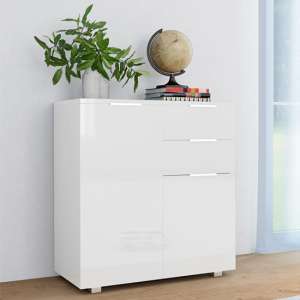 Friso High Gloss Sideboard With 2 Doors 2 Drawers In White